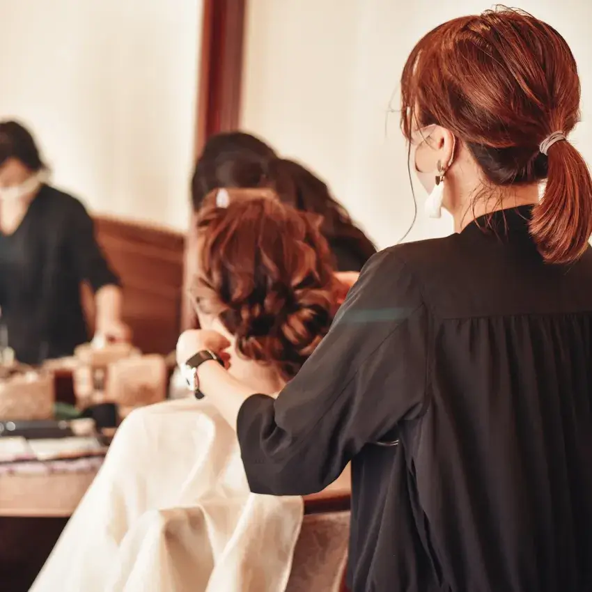 結婚式 2名体制 ブライダルヘアメイク ロケーション撮影 結婚式前撮り エアブラシメイク エマブール 関西 大阪 堺 出張ヘアメイク