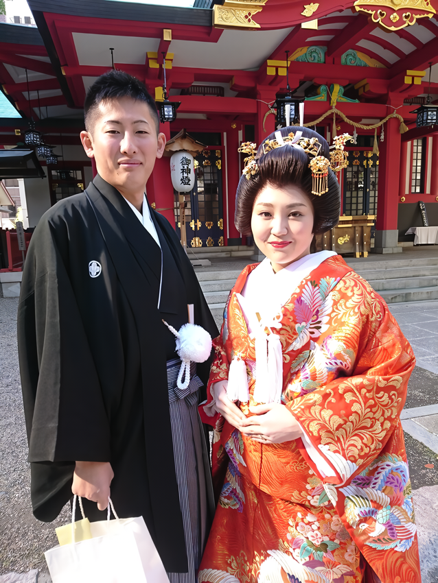 御霊神社へ出張した神前式の和装ブライダルヘアメイク・出張ヘアメイクAImBle(エマブール)