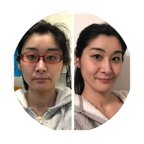 AimaBleのオンラインマンツーマンメイクレッスンを受講された方のビフォーアフター写真